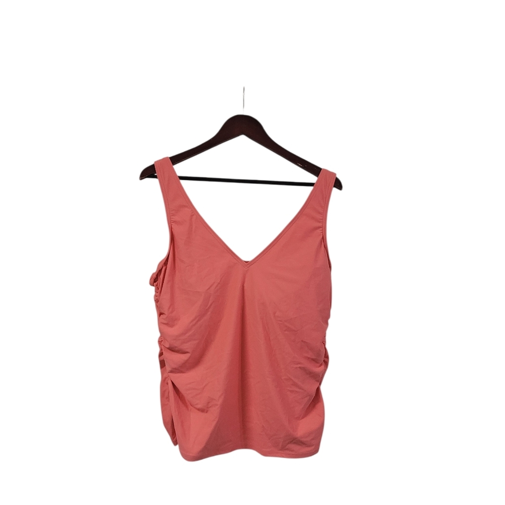 New Lands' End Underwire Blouson Tankini Top Women's 18 Coral Pink Swim Top